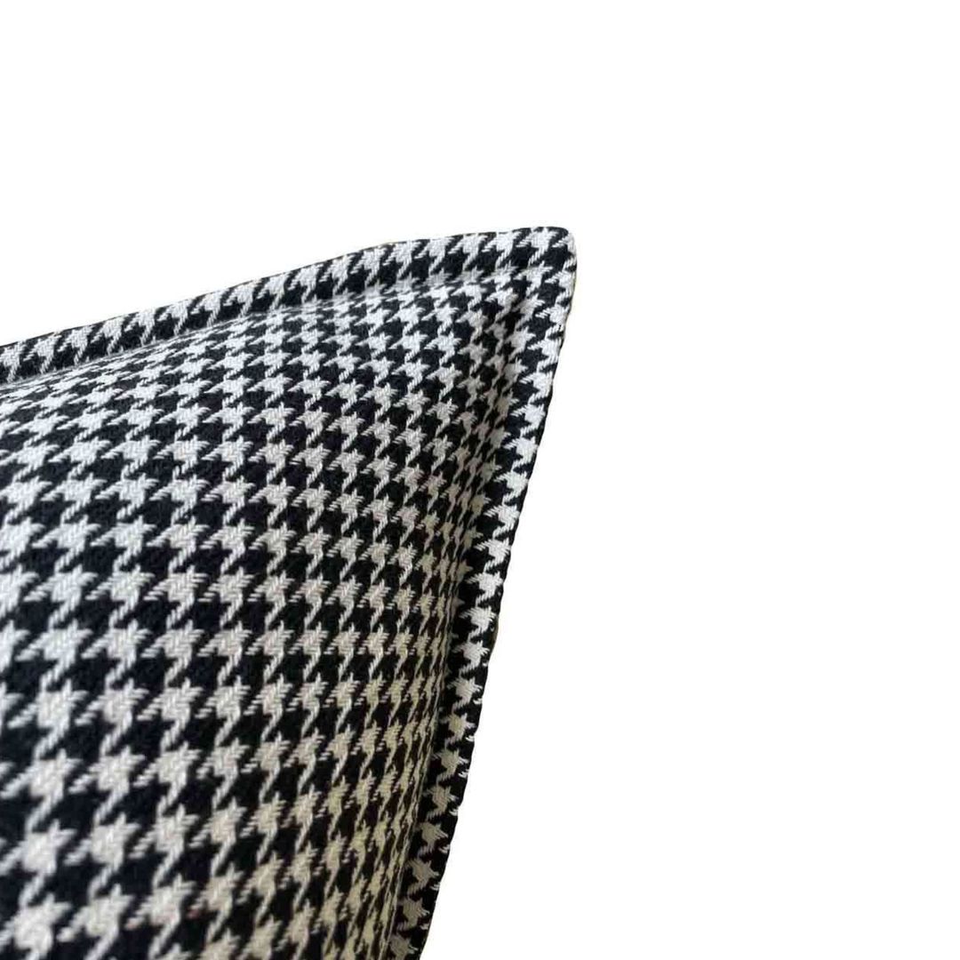 BLACK & WHITE HOUNDSTOOTH  CUSHION COVER WITH 1CM FLANGE image 1